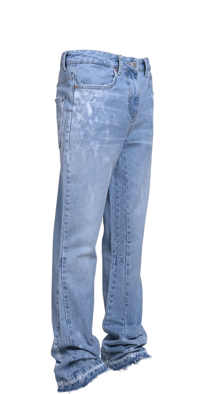 Flare Track Denim - Light Stone