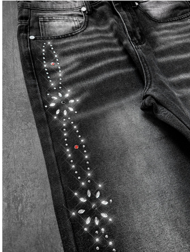 Embellish Pattern Denim - Black