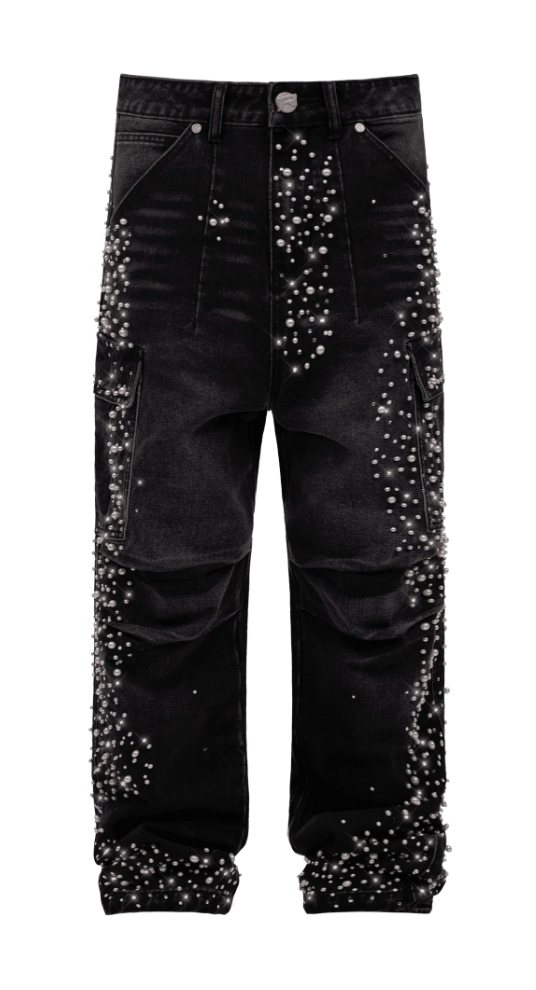 Black Cargo Embellish Denim