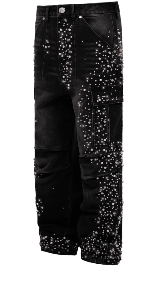 Black Cargo Embellish Denim