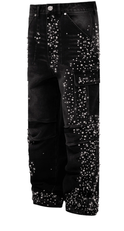 Black Cargo Embellish Denim
