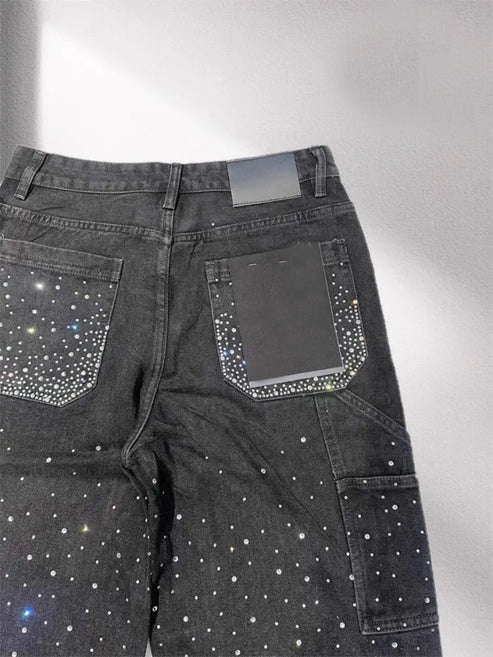 ICED OUT DENIM JEANS BLACK