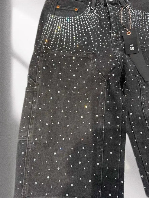 ICED OUT DENIM JEANS BLACK