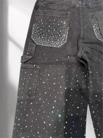 ICED OUT DENIM JEANS BLACK